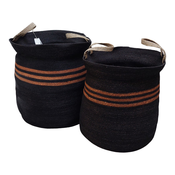Rieten Mand Binita XL - Mand met Handvaten zwart