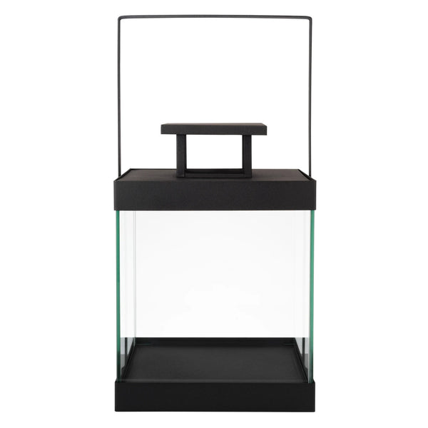 Windlicht Finny zwart metaal met glas - maat S