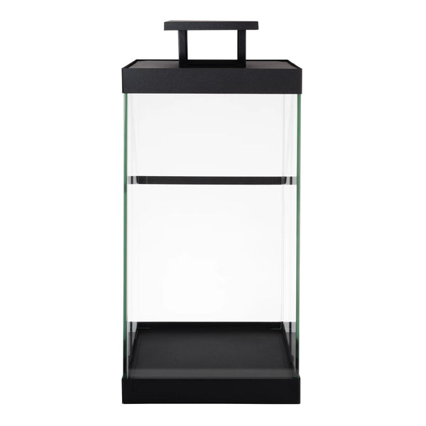 Windlicht Finny zwart metaal met glas - maat S