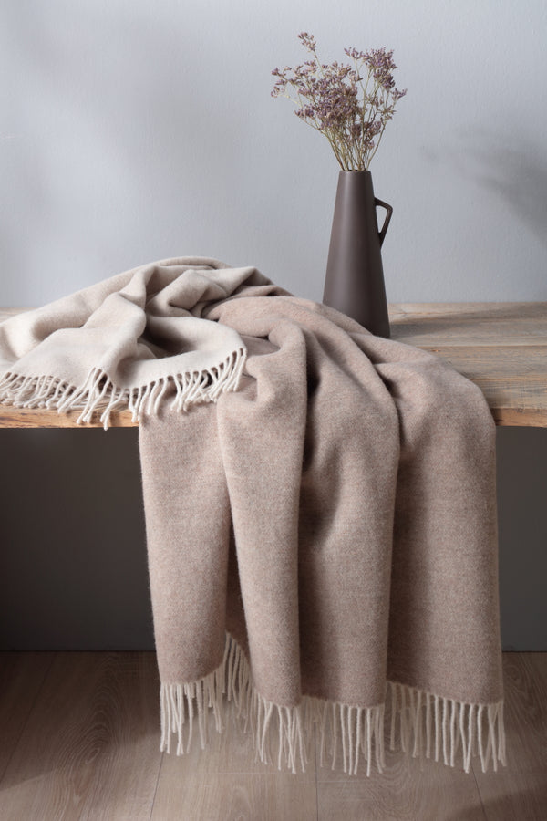 Woondeken - Plaid - Wol / cashmere -Beige + Ecru
