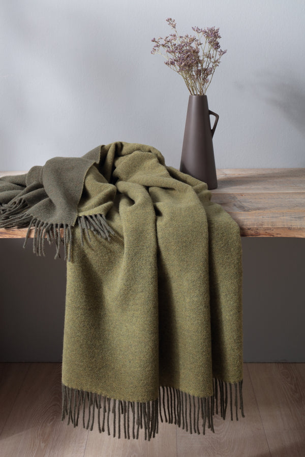 Woondeken - Plaid - Wol / cashmere - Khaki/ Dk. khaki