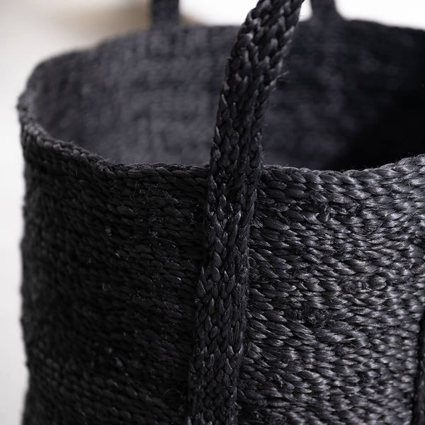 Hoge Jute Mand - Wasmand - Zwart - Large