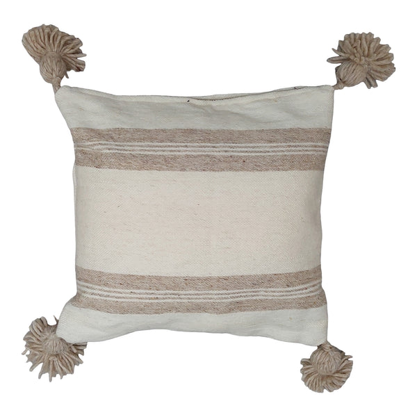 Berber Kussen Pompon Beige - Sierkussens - 60cm x 60cm