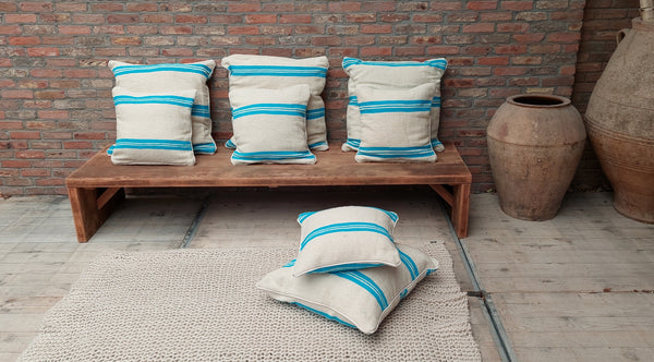 Berber Kussen Streep Turquoise - Sierkussens - 60cm x 60cm