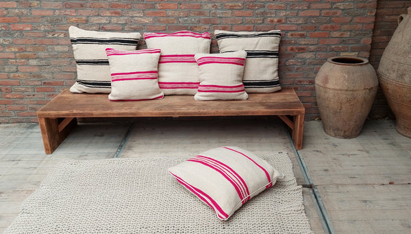 Berber Kussen Streep Fucia - Sierkussens - 60cm x 60cm