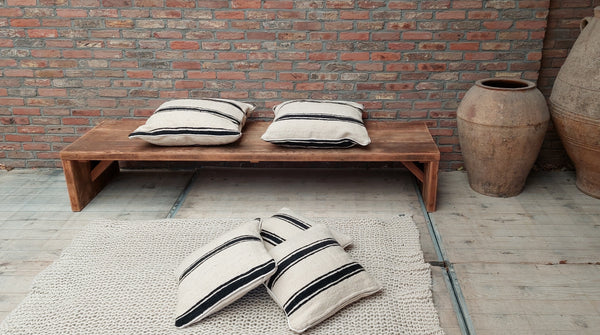 Berber Kussen Streep Zwart - Sierkussens - 60cm x 60cm