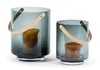 Windlicht in glas - smokekleurig- maat Large