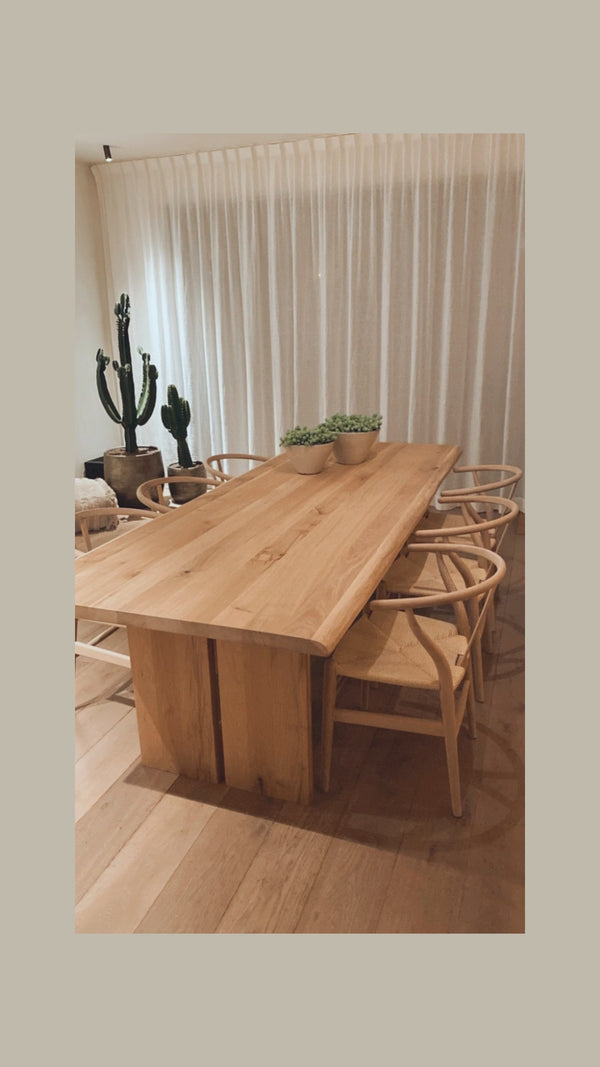 Eiken tafel met massief eiken poten : 260CM