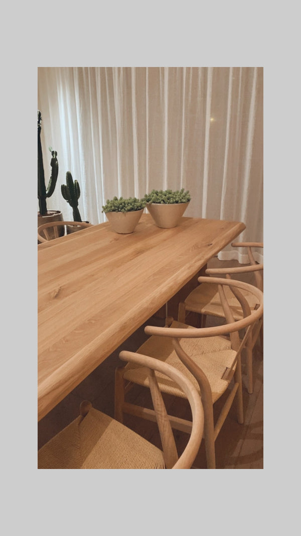 Eiken tafel met massief eiken poten : 260CM