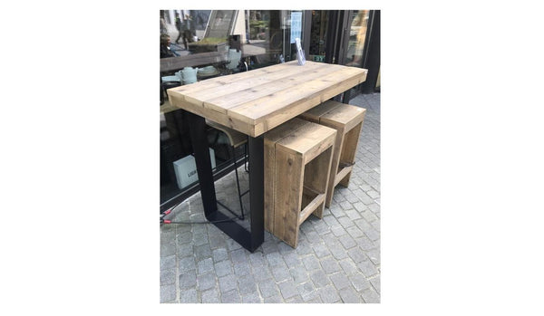 STEIGERHOUTEN BARTAFEL MET ZWARTE STRIPPOTEN