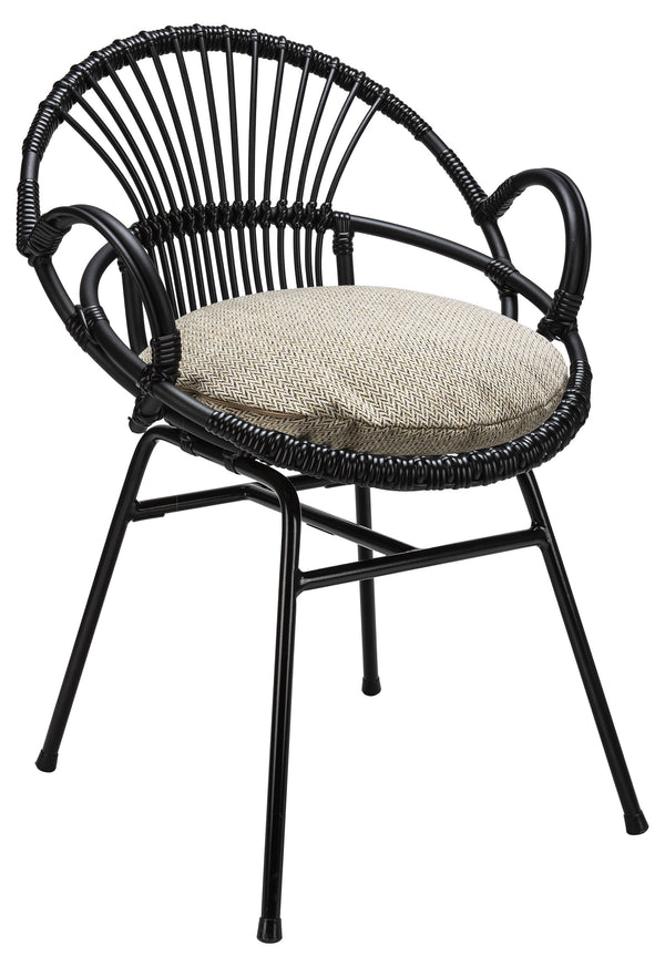 SATELLIET TWINE AC ROTAN STOEL - OUTDOOR USE - BLACK