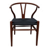 WISHBONE CHAIR-Y-CHAIR -WISHBONE STOEL WALNOOT + ZWARTE ZITTING-EETKAMERSTOEL
