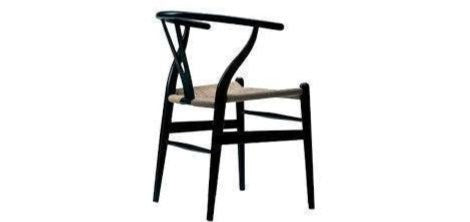 WISHBONE CHAIR-Y-CHAIR -WISHBONE STOEL ZWART + NATUREL ZITTING-EETKAMERSTOEL