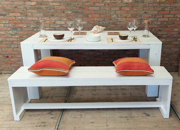 STEIGERHOUTEN BANK 200CM - WIT