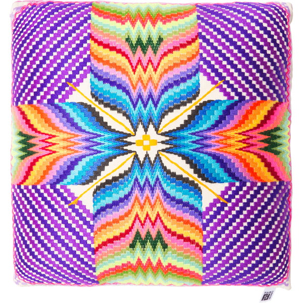 Kleurrijk Mexicaans kussen - paars/ geel  - 45cm x 45cm