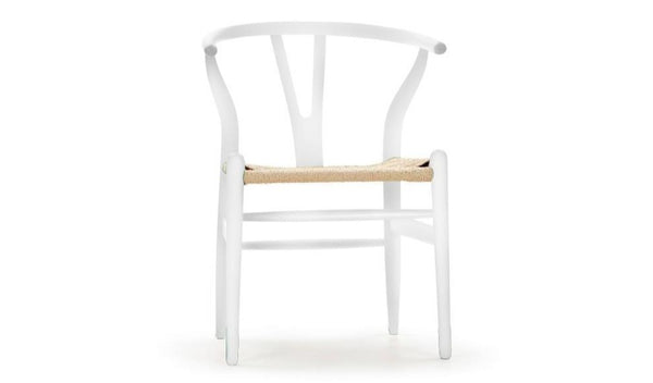 WISHBONE CHAIR-Y-CHAIR -WISHBONE STOEL ESSENHOUT WHITE+NATUREL ZITTING-EETKAMERSTOEL