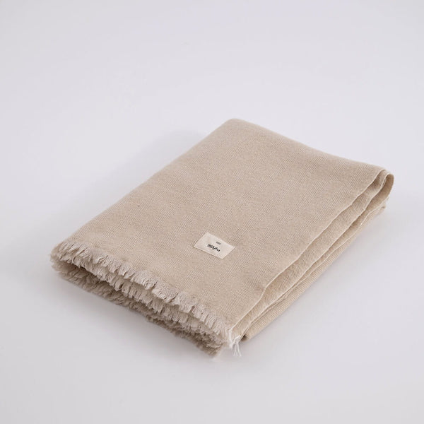 Herringbone deken beige - Visgraat plaid - wol
