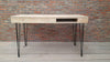 STEIGERHOUTEN RETRO BUREAU MET ZWARTE PINPOTEN