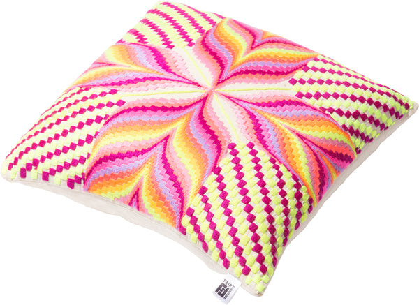 Kleurrijk Mexicaans kussen - roos/ geel  - 45cm x 45cm