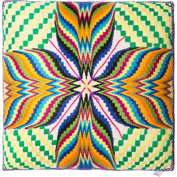 Kleurrijk Mexicaans kussen - groen/ geel  - 45cm x 45cm