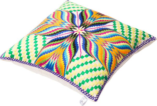 Kleurrijk Mexicaans kussen - groen/ geel  - 45cm x 45cm