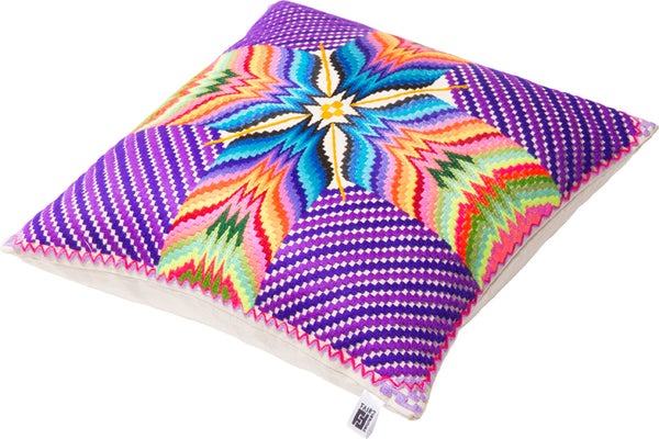 Kleurrijk Mexicaans kussen - paars/ geel  - 45cm x 45cm