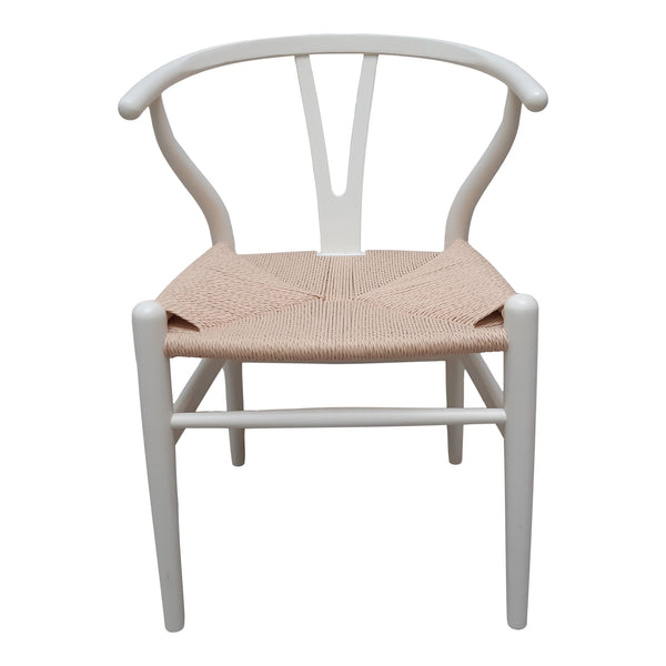 WISHBONE CHAIR-Y-CHAIR -WISHBONE STOEL ESSENHOUT WHITE+NATUREL  ZITTING-EETKAMERSTOEL